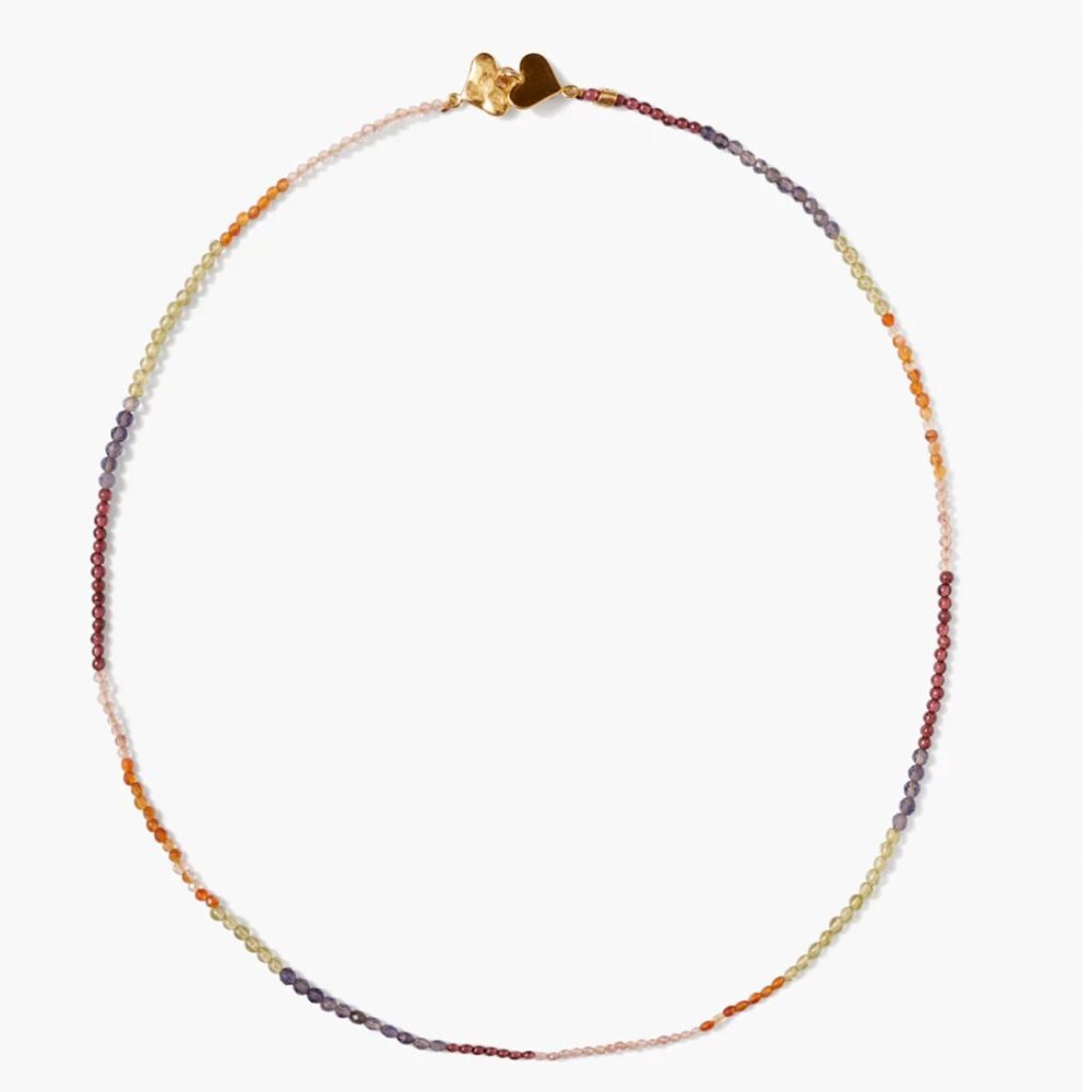 Chan Luu Merida Necklace Rainbow Gemstones Heart Clasp Beaded